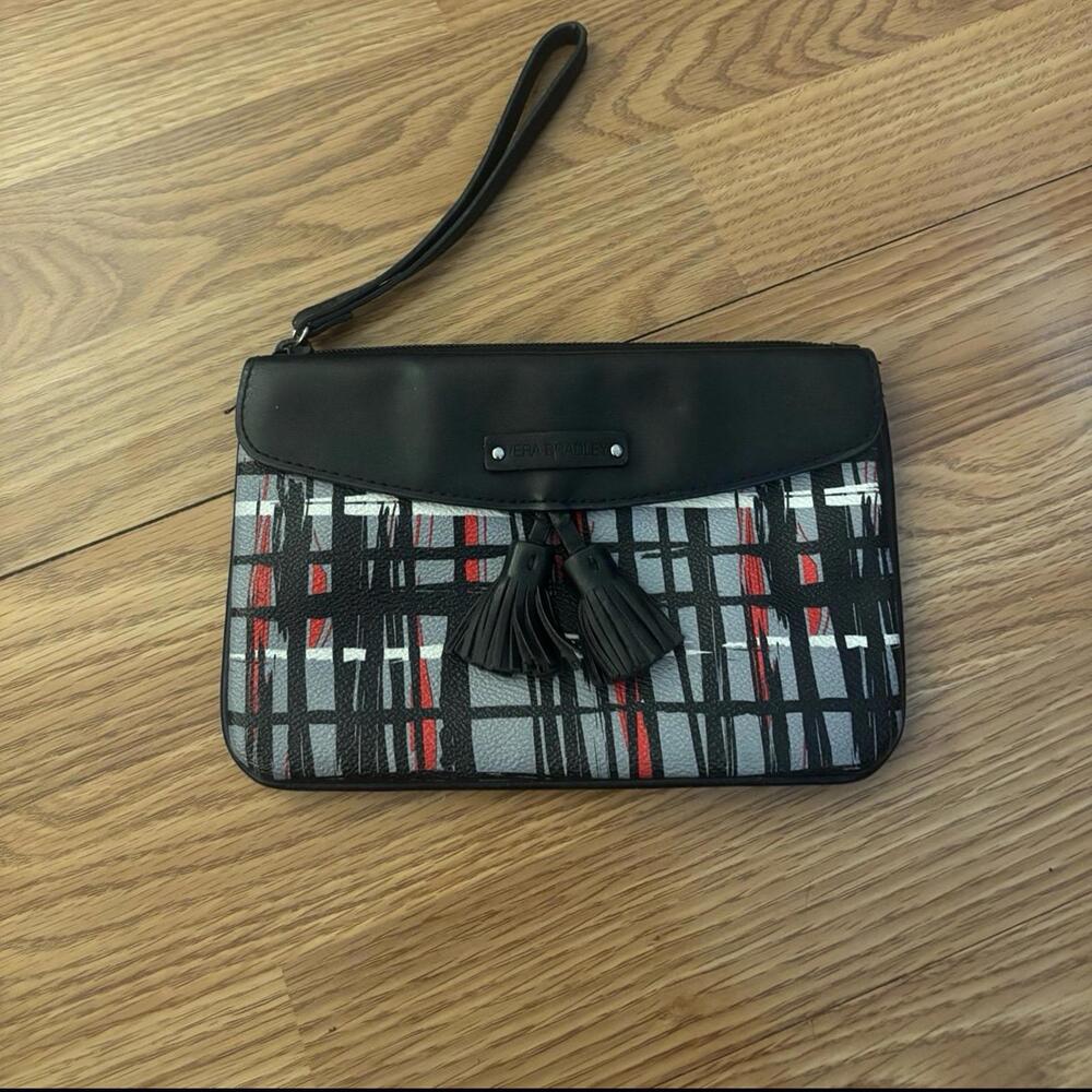 Vera Bradley Leather Plaid Tassel Wristlet